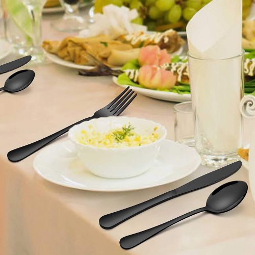  [아마존베스트]Homikit 20-Piece Black Silverware Flatware Set for 4, Stainless Steel Eating Utensils Cutlery Includes Knives/Spoons/Forks, Tableware for Home Restaurant Party, Dishwasher Safe, Mi