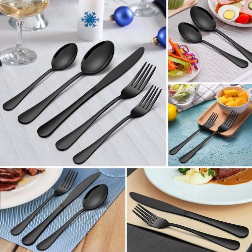  [아마존베스트]Homikit 20-Piece Black Silverware Flatware Set for 4, Stainless Steel Eating Utensils Cutlery Includes Knives/Spoons/Forks, Tableware for Home Restaurant Party, Dishwasher Safe, Mi