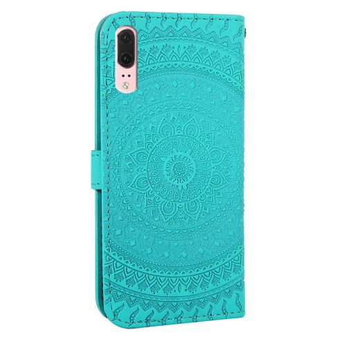  Homikon PU Leder Huelle Schoen Mandala Muster Schutzhuelle Brieftasche Ledertasche Handyhuelle mit Kartensteckplatz Stander Klapphuelle Etui Flip Case Kompatibel mit Huawei P20 - Gruen