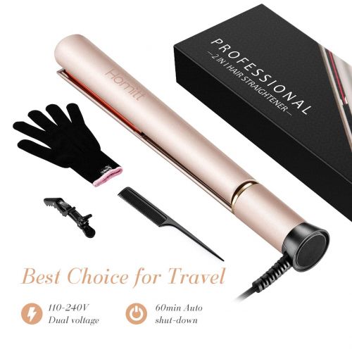  [아마존 핫딜]  [아마존핫딜]Homitt Hair Straightener, Professional Ceramic Flat Iron for Hair with Negative Ion & Dual Voltage, 3D Floating Plates Twist Straightening Iron with Adjustable Temperature(250-450℉