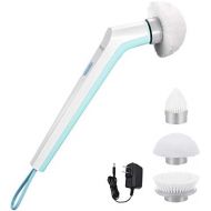 [아마존 핫딜]  [아마존핫딜]Homitt Electric Spin Power Shower, Cordless and Handheld Bathroom Scrubber with 3 Replaceable Brush Heads, High Rotation for Cleaning Floor