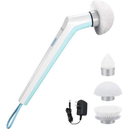  [아마존 핫딜]  [아마존핫딜]Homitt Electric Spin Power Shower, Cordless and Handheld Bathroom Scrubber with 3 Replaceable Brush Heads, High Rotation for Cleaning Floor