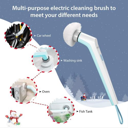  [아마존 핫딜]  [아마존핫딜]Homitt Electric Spin Power Shower, Cordless and Handheld Bathroom Scrubber with 3 Replaceable Brush Heads, High Rotation for Cleaning Floor