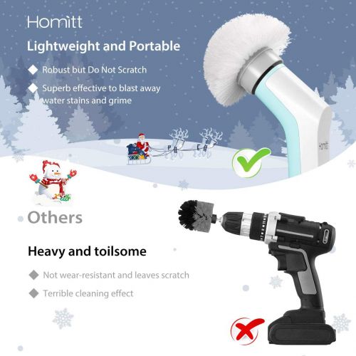  [아마존 핫딜]  [아마존핫딜]Homitt Electric Spin Power Shower, Cordless and Handheld Bathroom Scrubber with 3 Replaceable Brush Heads, High Rotation for Cleaning Floor