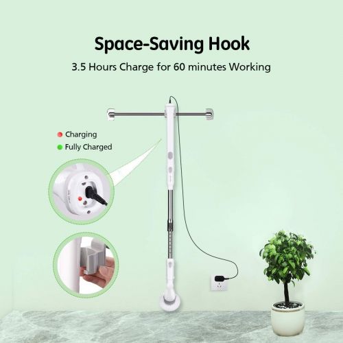  [아마존 핫딜]  [아마존핫딜]Homitt Electric Spin Scrubber Power Brush Floor Scrubber, Cordless Shower Scrubber with Upgraded Adjustable Extension Arm and 3 Replaceable Bathroom Scrubber Cleaning Brush Heads f