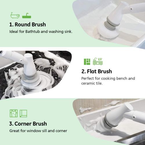  [아마존 핫딜]  [아마존핫딜]Homitt Electric Spin Scrubber Power Brush Floor Scrubber, Cordless Shower Scrubber with Upgraded Adjustable Extension Arm and 3 Replaceable Bathroom Scrubber Cleaning Brush Heads f