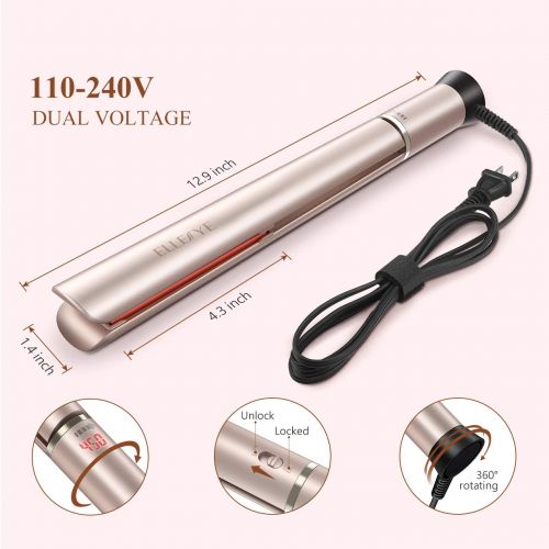  [아마존 핫딜]  [아마존핫딜]Homitt Hair Straightener and Curler, Pro Ceramic Flat Iron for Hair with Dual Voltage and Negative Ion for All Hair Style Twist Straightening Iron Adjustable Temperature(250-450F)