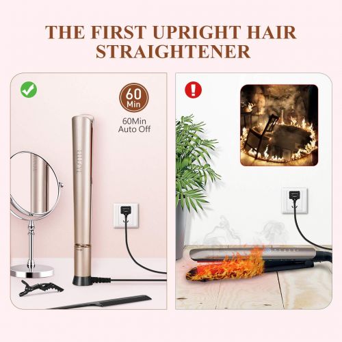  [아마존 핫딜]  [아마존핫딜]Homitt Hair Straightener and Curler, Pro Ceramic Flat Iron for Hair with Dual Voltage and Negative Ion for All Hair Style Twist Straightening Iron Adjustable Temperature(250-450F)