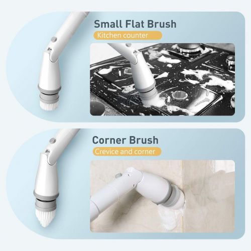  [아마존 핫딜] [아마존핫딜]Homitt Electric Spin Scrubber Upgraded Power Scrubber, 360 Cordless Tub and Tile Scrubber with 4 Replaceable Shower Scrubber Brush Heads, 1 Extension Arm for Cleaning Bathroom, Flo