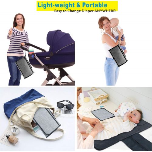  [아마존베스트]Homlynn Baby Portable Changing Pad, Diaper Bag Changing Pad Station with Head Cushion, Wipes...