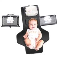 [아마존베스트]Homlynn Portable Baby Changing Pad, Diaper Bag Changing Pad Station with Head Cushion, Wipes Pockets Diaper Clutch-Waterproof & Fold-able for Everywhere Use(Grey)