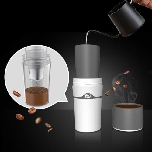  homozy Portable Drip Coffee Maker Travel Mug Compatible with Refillable K Cups Single-Serve Portable Mini Manual Coffee Machines for Camping, Hiking, Travel, Outdoor