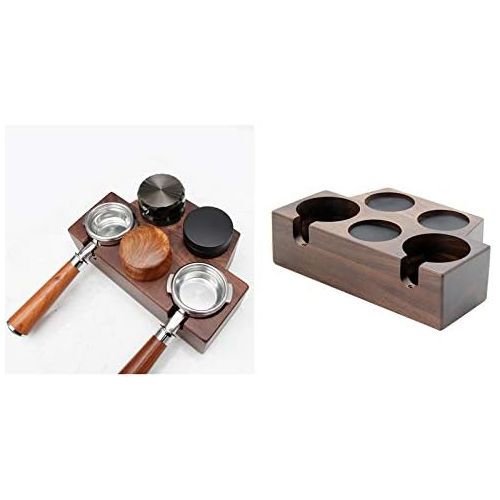  homozy Coffee Filter Tamper Holder Wooden Espresso Tamper Mat Stand - 5 Holes 58mm