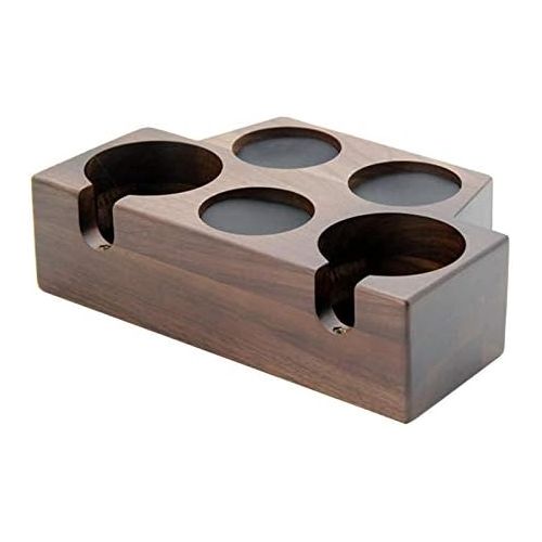  homozy Coffee Filter Tamper Holder Wooden Espresso Tamper Mat Stand - 5 Holes 58mm