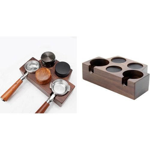  homozy Coffee Filter Tamper Holder Wooden Espresso Tamper Mat Stand - 5 Holes 58mm