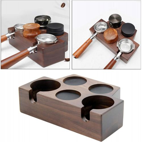  homozy Coffee Filter Tamper Holder Wooden Espresso Tamper Mat Stand - 5 Holes 58mm