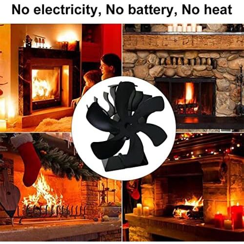  homozy 6 Blades Fireplace Stove Fan, Silent Motors Heat Powered Stove Fan for Wood, Log Burner, Fireplace Black