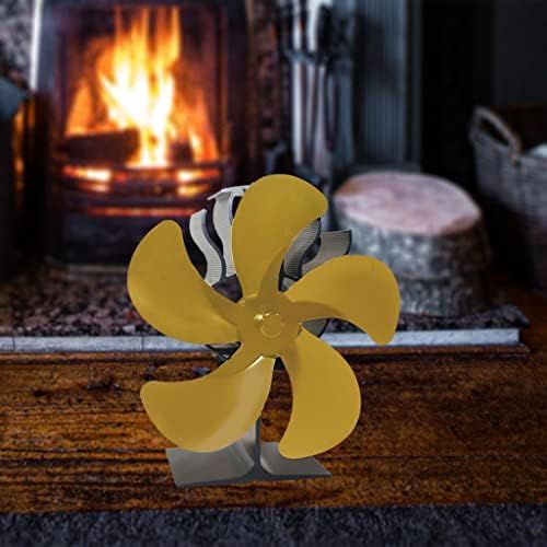  homozy Heat Powered Stove Fan, 5 Blade Fireplace Fan for Wood/Log Burner/Fireplace,Eco Friendly and Efficient Wood Stove Fan Golden