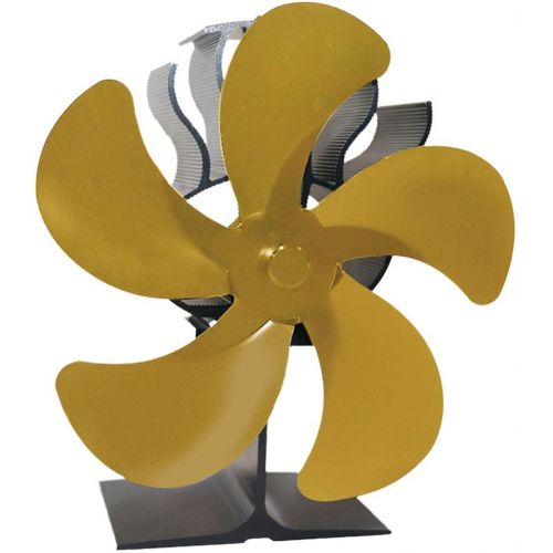  homozy Heat Powered Stove Fan, 5 Blade Fireplace Fan for Wood/Log Burner/Fireplace,Eco Friendly and Efficient Wood Stove Fan Golden
