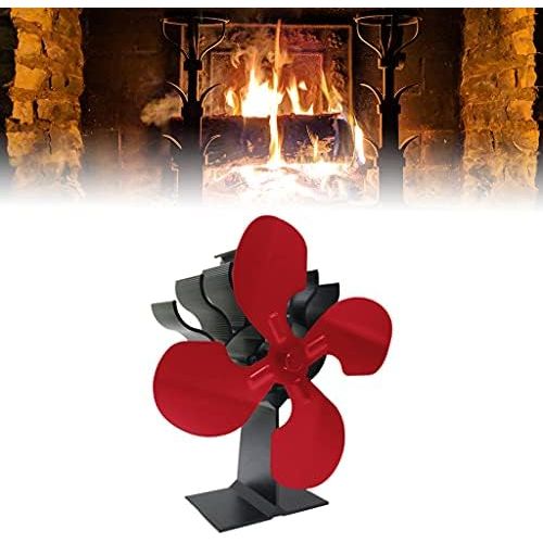  homozy Heat Powered Stove Fan, 4 Blade Fireplace Fan for Wood/Log Burner/Fireplace,Eco Friendly and Efficient Wood Stove Fan Red