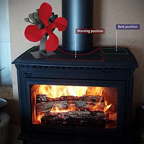  homozy Heat Powered Stove Fan, 4 Blade Fireplace Fan for Wood/Log Burner/Fireplace,Eco Friendly and Efficient Wood Stove Fan Red