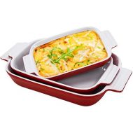 [아마존베스트]Hompiks Baking Dish Casserole Dish Porcelain Bakeware Sets for the Oven Baking Dishes Set of 3 for Lasagna Kitchen Blue 11.02 x 8.35 Inch Baking Pans