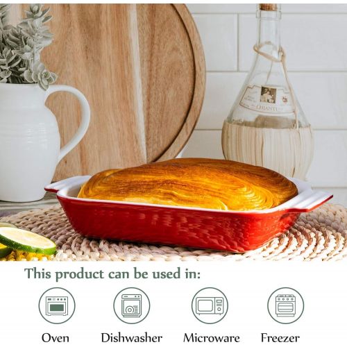  [아마존베스트]Hompiks Baking Dish Casserole Dish Porcelain Bakeware Sets for the Oven Baking Dishes Set of 3 for Lasagna Kitchen Blue 11.02 x 8.35 Inch Baking Pans