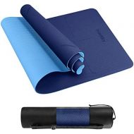 [아마존베스트]Homtiky Yoga Mat Gym Mat Non-Slip Sports Mat / Exercise Mat Made of Thermoplastic Elastomer (TPE) Material Workout & Gymnastics and Bag Ideal for Fitness, Yoga, Pilates etc (183 x