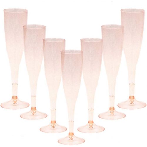  [아마존베스트]Homy Feel Gold Glitter Plastic Pink Wine Glasses 30 Pack, Champagne Flutes Disposable for New Years Eve Party,Plastic Champagne Flutes,Mimosa Bar Glasses