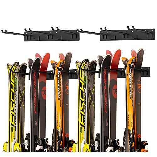  Homydom Ski Wall Rack Wall Mount Snowboard Rack Heavy Duty Garage Indoor Storage Rack Organization System Hanger Home Shed Hold Up to 12 pairs 2 pack