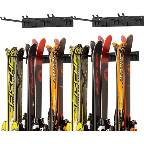  Homydom Ski Wall Rack Wall Mount Snowboard Rack Heavy Duty Garage Indoor Storage Rack Organization System Hanger Home Shed Hold Up to 12 pairs 2 pack