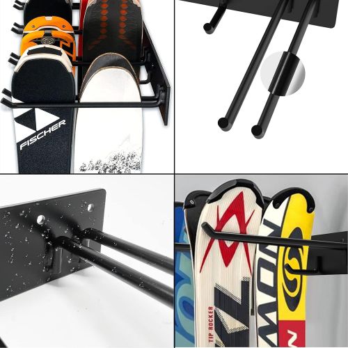  Homydom Ski Wall Rack Wall Mount Snowboard Rack Heavy Duty Garage Indoor Storage Rack Organization System Hanger Home Shed Hold Up to 12 pairs 2 pack