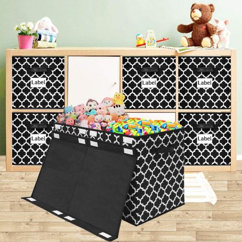  [아마존베스트]Homyfort Kids Large Toy Chest with Flip-Top Lid, Decorative Holders Collapsible Storage Box Container Bins for Nursery, Playroom, Closet, Home Organization, 24.5x13 x16 (Black)