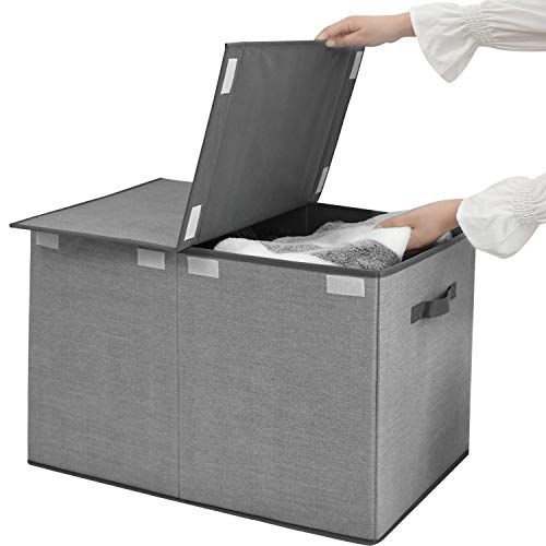  [아마존베스트]Homyfort Toy Chest Storage Organizer with Flip-Top Lid,Kids Large Collapsible Box Bins for Nursery, Playroom, Closet, Home Organization(Grey)