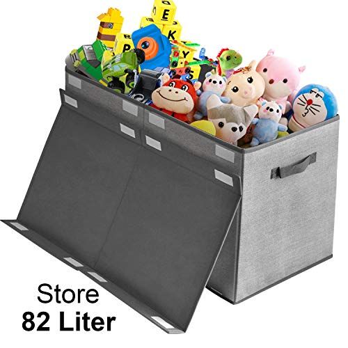  [아마존베스트]Homyfort Toy Chest Storage Organizer with Flip-Top Lid,Kids Large Collapsible Box Bins for Nursery, Playroom, Closet, Home Organization(Grey)