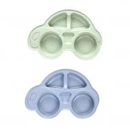 Homyl 2Pcs Divided Car Design Kids Children Baby Toddler Placemat Plate Dish Food Tray Plate