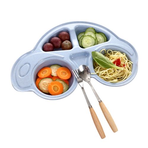  Homyl 2Pcs Divided Car Design Kids Children Baby Toddler Placemat Plate Dish Food Tray Plate