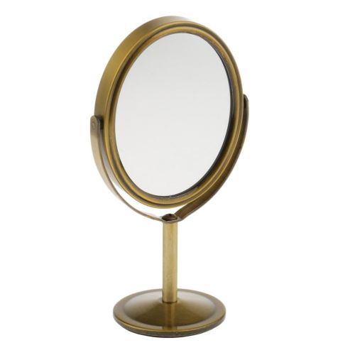  Homyl Mini Lady Girl Beauty Make Up Tabletop Mirror Cosmetic Dual Side Normal+Magnifying Stand Mirror 6inch Height - Bronze