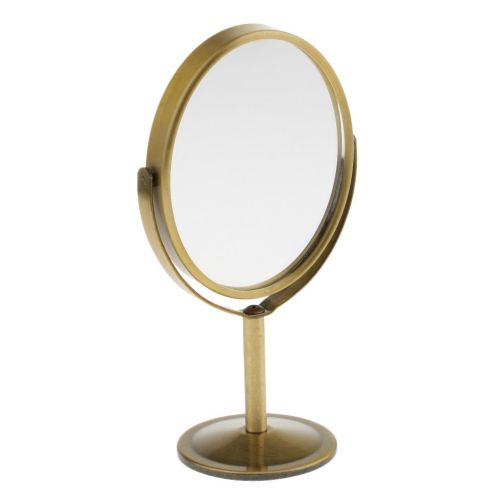  Homyl Mini Lady Girl Beauty Make Up Tabletop Mirror Cosmetic Dual Side Normal+Magnifying Stand Mirror 6inch Height - Bronze