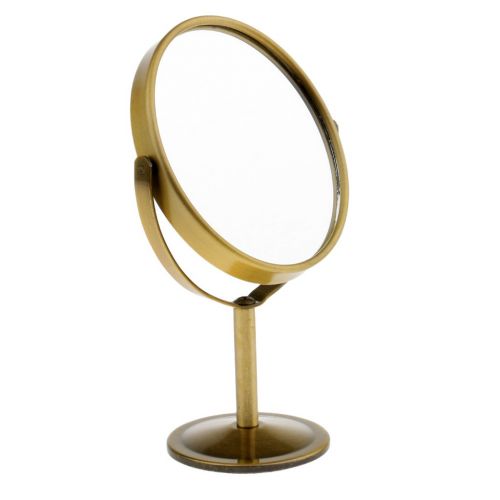  Homyl Mini Lady Girl Beauty Make Up Tabletop Mirror Cosmetic Dual Side Normal+Magnifying Stand Mirror 6inch Height - Bronze