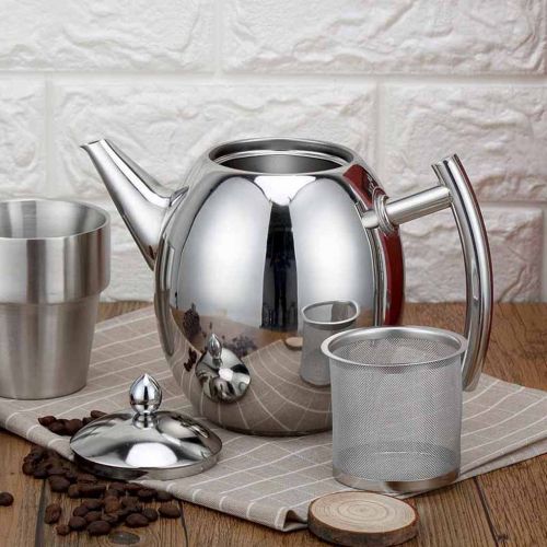  Homyl Edelstahl Teekanne mit Siebeinsatz Kaffeekanne/Teekanne mit sieb (Silber) - 1,5L