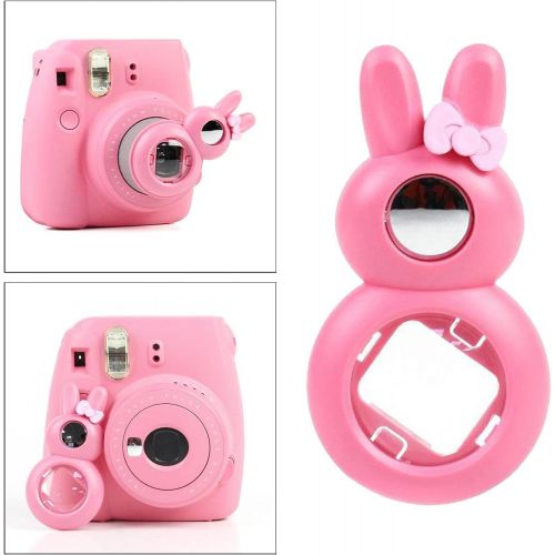  Homyl Stylish Rabbit Shaped Selfie Close-Up Lens Mounted Self-Portrait Mirror for Instax Mini 8, 8+, 9, 7s Instant Camera - Pink