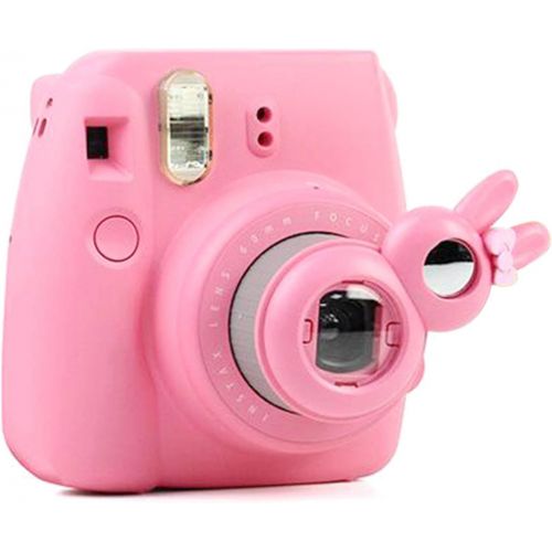  Homyl Stylish Rabbit Shaped Selfie Close-Up Lens Mounted Self-Portrait Mirror for Instax Mini 8, 8+, 9, 7s Instant Camera - Pink