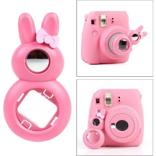  Homyl Stylish Rabbit Shaped Selfie Close-Up Lens Mounted Self-Portrait Mirror for Instax Mini 8, 8+, 9, 7s Instant Camera - Pink