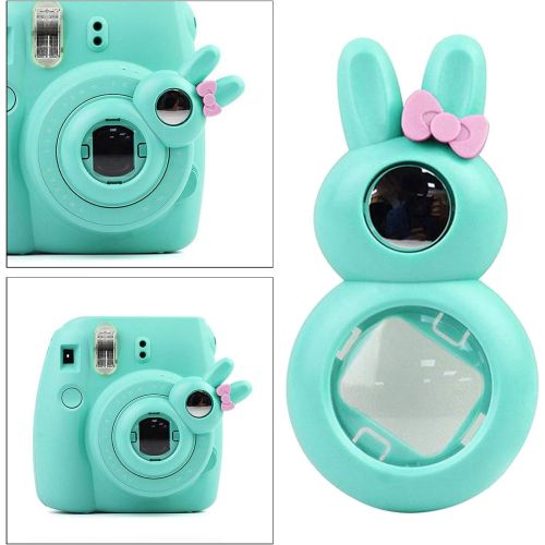  Homyl Stylish Rabbit Shaped Selfie Close-Up Lens Mounted Self-Portrait Mirror for Instax Mini 8, 8+, 9, 7s Instant Camera - Green