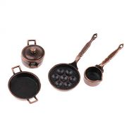 Homyl 1/12 Dollhouse Miniature Kitchen Cookware 5PCS Metal Pots Pans Furniture Model Ornaments Accessory