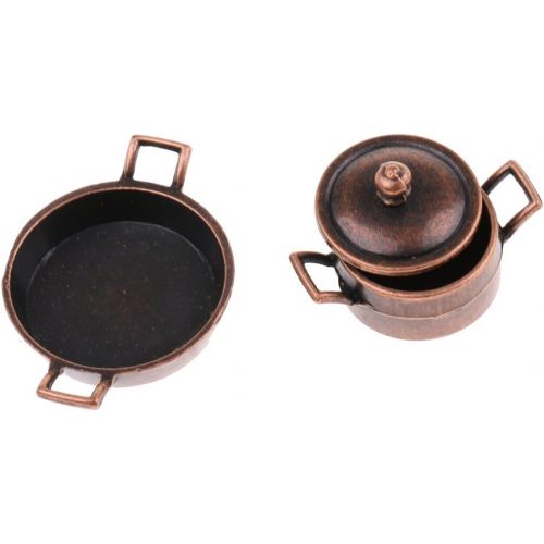  Homyl 1/12 Dollhouse Miniature Kitchen Cookware 5PCS Metal Pots Pans Furniture Model Ornaments Accessory