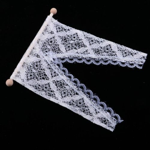 Homyl 1:12 Scale Dollhouse Miniatures Decoration Window Accessories Lace Curtains with Wooden Rod