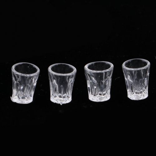  Homyl 4 Pieces 1:12 Dollhouse Miniature Kitchen Food Accessory Plastic Drink Water Glass Cups