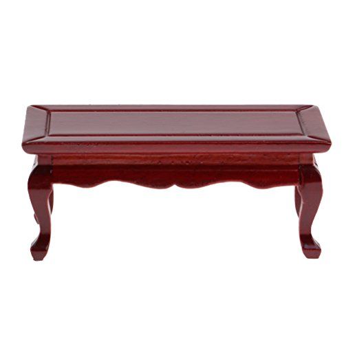  Homyl 1:12 Red Wooden End Table Coffee Table Furniture Model Dollhouse Decor